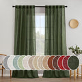 MIULEE Olive Green Linen Curtains 37x90 Inch Length 2 Panels | Bedroom Living by MIULEE