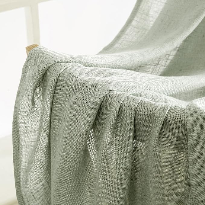 MIULEE Sage Linen Curtains 52x108 Inch - Image 6