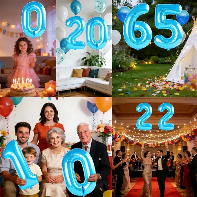 40 Inch Number 65 Balloons for 65th Birthday Party Decorations, 0-100 Jewelry - Image 7
