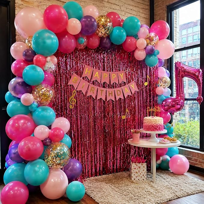 Pink Blue Purple Balloons, Hot Pink Metallic Purple Teal Blue Balloon - Image 7
