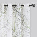 FMFUNCTEX Linen Sage Green White Semi Sheer Print Curtains 54 Inch 2 Panels | by Fmfunctex