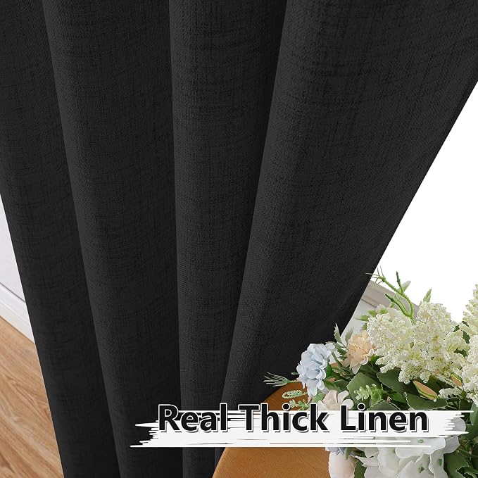 Tollpiz Linen Tier Curtains Rod Pocket Semi Sheer Short Kitchen Curtain Half - Image 3