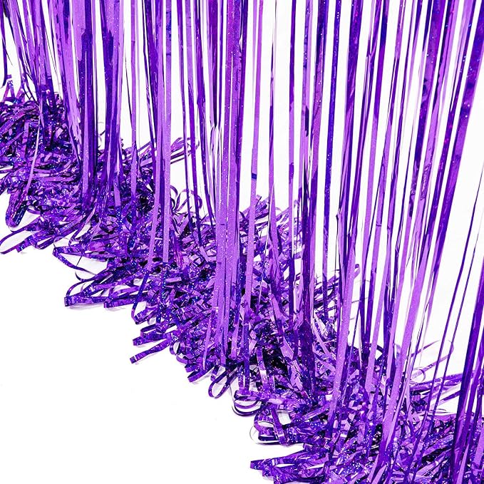 BRAVESHINE Purple Foil Fringe Curtains | Party Streamers Backdrop | 3.2x8.2ft - Image 9