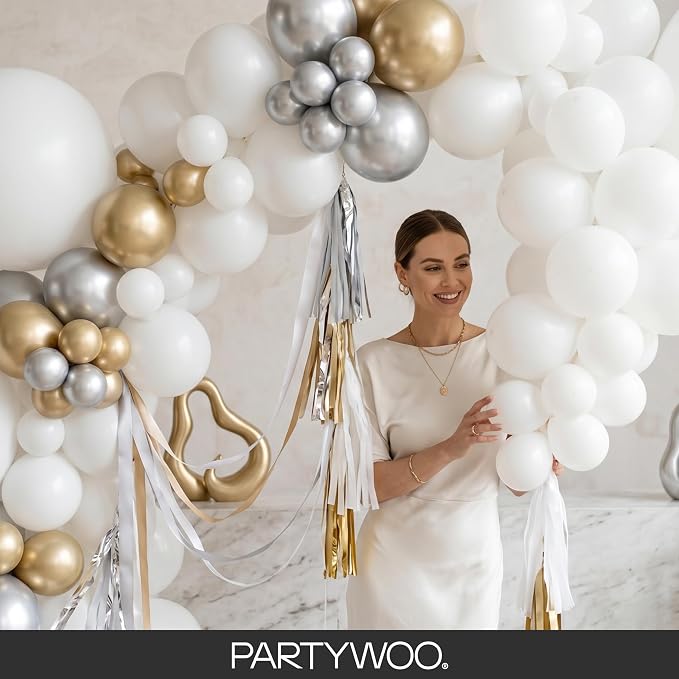 PartyWoo White Balloons 101pcs Matte White Latex Helium Balloons 12 Inch | - Image 9