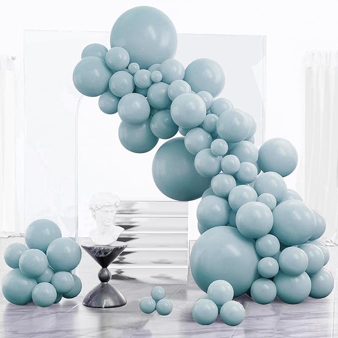 PartyWoo Dusty Blue Balloons 85pcs Light Blue Aqua Boho Color | 18 12 10 5 Inch by PartyWoo