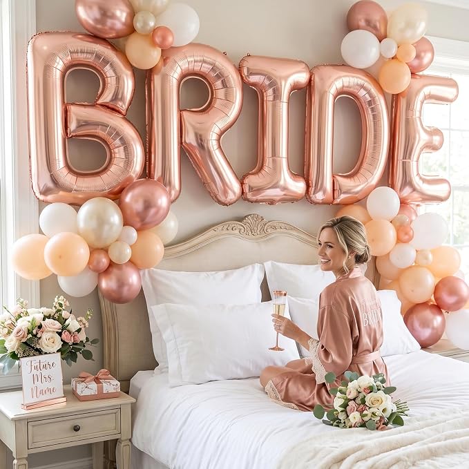 40 Inch BRIDE Balloons Bachelorette Party Decorations, Rose Gold Bride Letter - Image 3