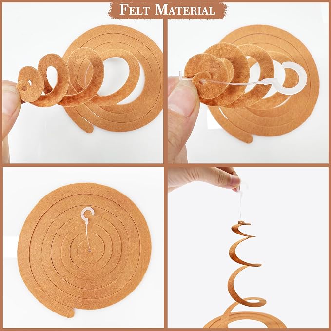 36 Pcs Brown Hanging Swirl Decorations Ombre Cream Tan Brown Felt Swirl - Image 3