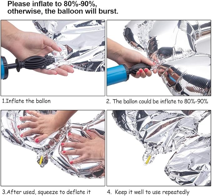 Single Aluminum Hanging Foil Film Silver Letter Balloons W 40 Inch | - Image 2