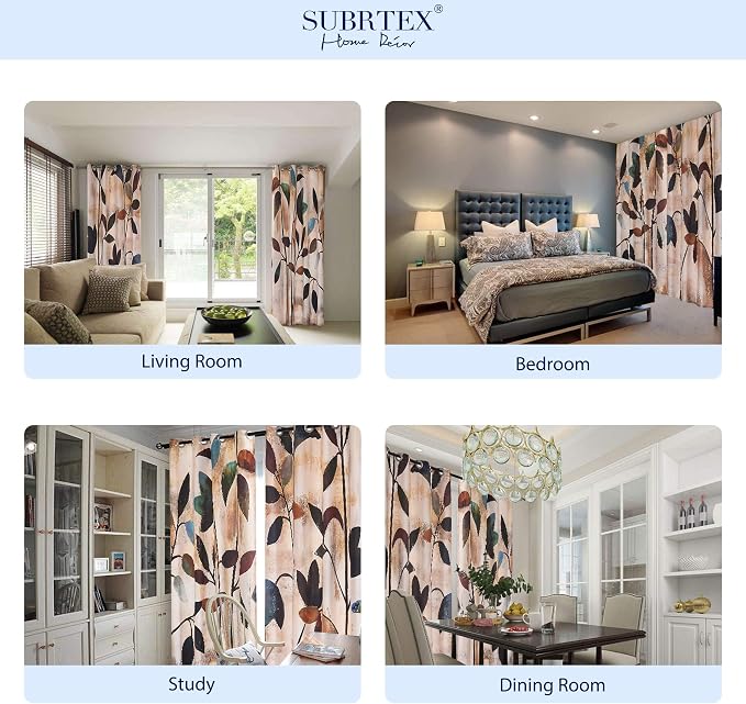 SUBRTEX Light Flitering Curtains 52Wx108L, Room Darkening Vibrant Floral Drapes - Image 6