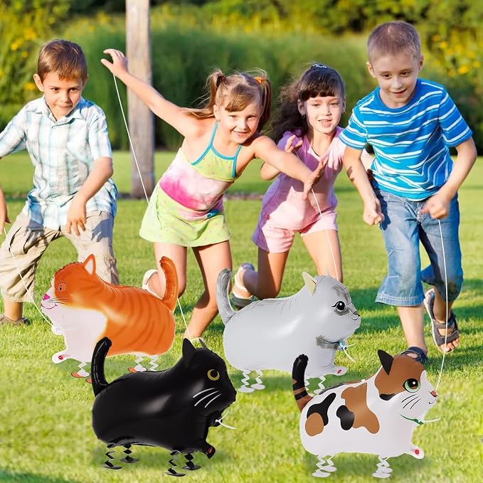 4 Pcs Walking Cat Balloons, Cat Balloons, Walking Animal Foil Mylar Balloon - Image 4