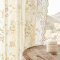SEEKRIGHT Beige Lace Curtains 84 Inches Long Victorian Floral Sheer Curtains by SEEKRIGHTHomeDecor
