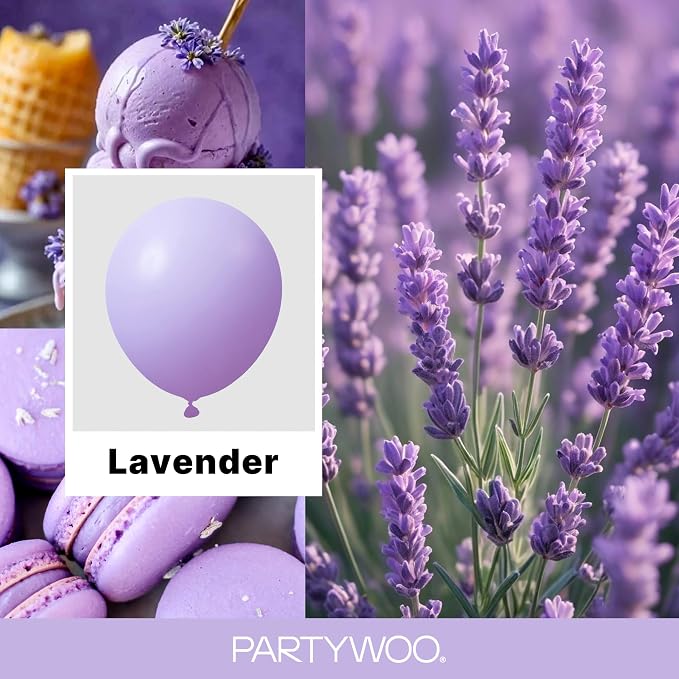PartyWoo Lavender Balloons 92pcs Different Sizes Pack of 18 12 10 5 Inch Light - Image 2
