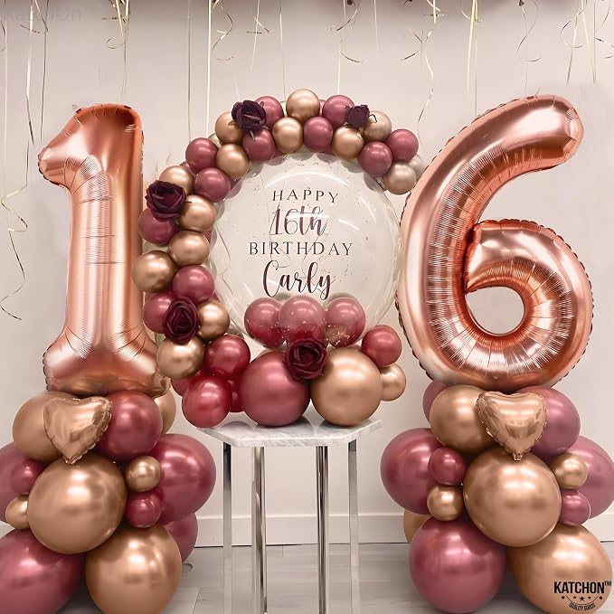 KatchOn Rose Gold 16 Balloon Numbers 40 Inch | Foil Balloon - Image 5