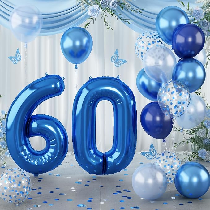 60 Balloon Number Blue, Big Number 60 Balloon Pastel Navy Dark Blue by Lingqiang
