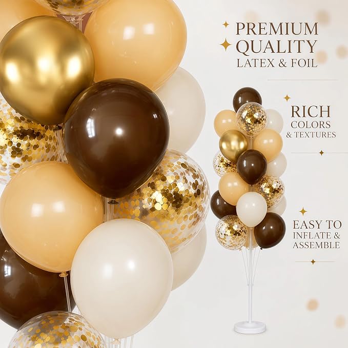 Hiins Brown Gold Balloon Stand Kit Set of 2 - Image 4