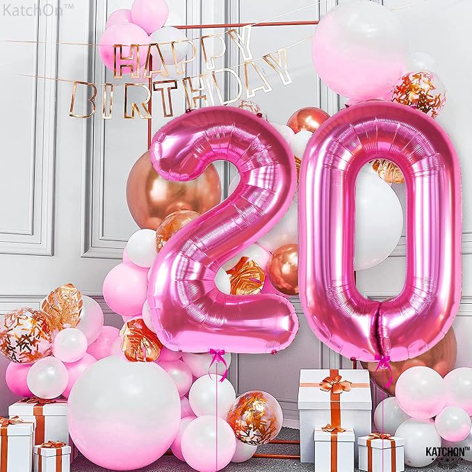 KatchOn Hot Pink 0 Balloon Numbers 40 Inch | Pair 0 Digit To Other Numbers - Image 8