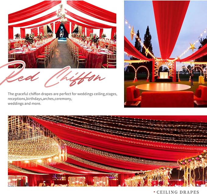 Showgeous 6 Panels Red Ceiling Drapes - Image 5