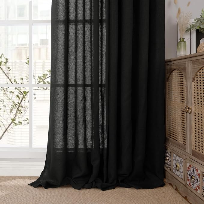 YoungsTex Black Linen Curtains 72 Inches Long - Image 7