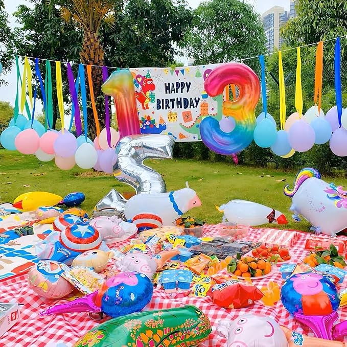 Rainbow Number 1 Balloon 40 Inch Rainbow 1 Balloon Giant Helium Foil Number 0 - Image 5