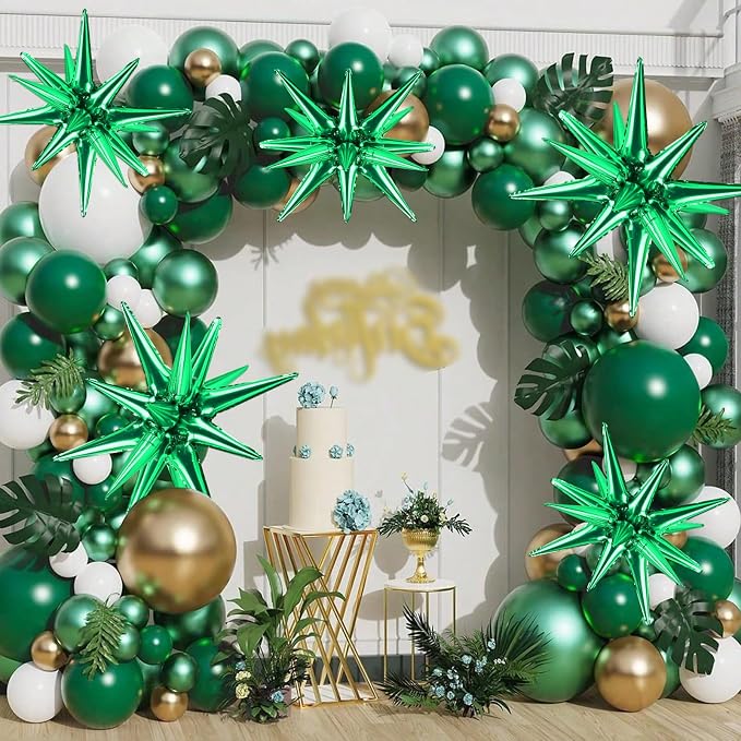 8 Pcs Green Star Balloons, 27/22 inch One-Piece Explosion Foil Balloons - Image 5