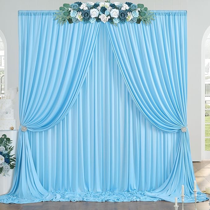 20ft x 10ft Baby Blue Backdrop Curtains - Image 7