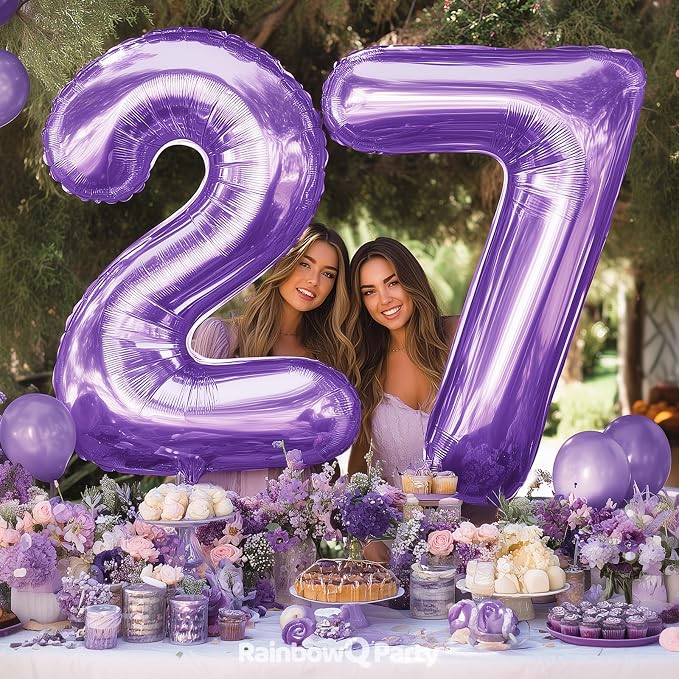 RainbowQ Purple 14 Balloon Number 40 Inch 0-40 Foil Large Balloons | Big Mylar - Image 6