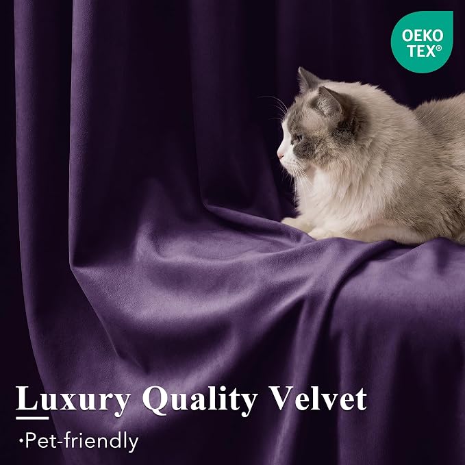 Purple Orchid Velvet Curtains Back Tab, W52 x L96 inches, 2 Panels | Room - Image 5