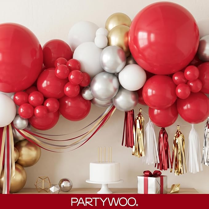 PartyWoo Burgundy Balloons 100pcs Dark Red Maroon Ruby Red Color | 36 18 12 10 - Image 9