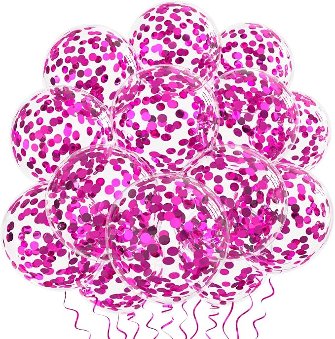Hot Pink Confetti Balloons by VHUWE