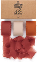 Vitalizart Terracotta & Orange Chiffon Silk Ribbon 1"x 21Yd Handmade Fringe | by Vitalizart