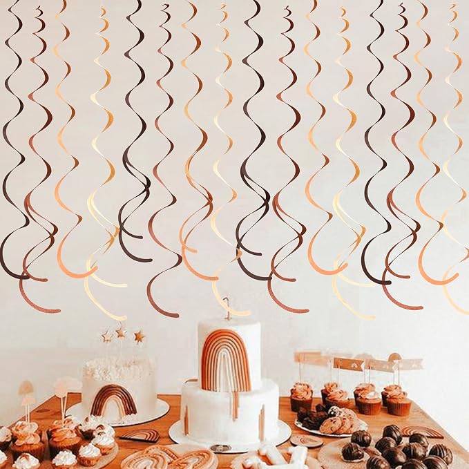 36 Pcs Brown Hanging Swirl Decorations Ombre Cream Tan Brown Felt Swirl - Image 5
