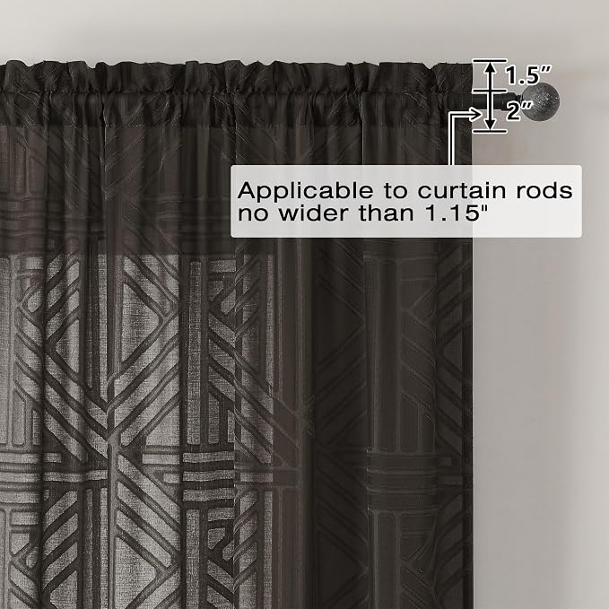 Simplebrand Chocolate Sheer Kitchen Curtains 36 Inch Length Tier Curtains 2 - Image 4