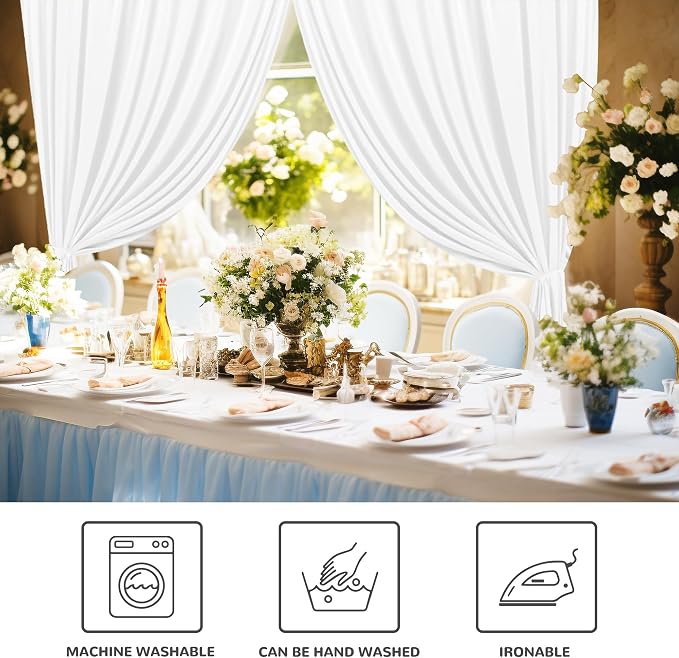 White Backdrop Curtain for Parties Wedding Decor- White Wedding Photography Rod - Image 6