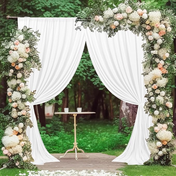 White Backdrop Curtain for Parties Wedding Decor- White Wedding Photography Rod by MEETSKY