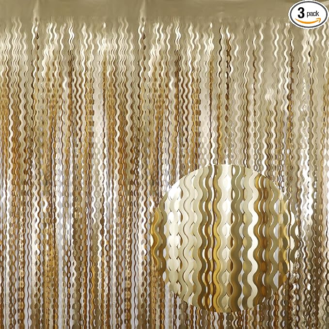 GOER Metallic Tinsel Foil Fringe Curtains Party Photo Backdrop Party Streamers by GOER
