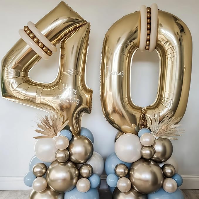 Champagne Gold 9 Balloon Number, 40 Inch Light Gold 9 Balloons Big Foil Mylar - Image 2