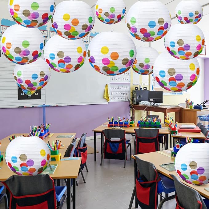 12 Pcs 10 Inch Hanging Paper Lanterns Party Decorations Pastel Classroom Decor - Image 6
