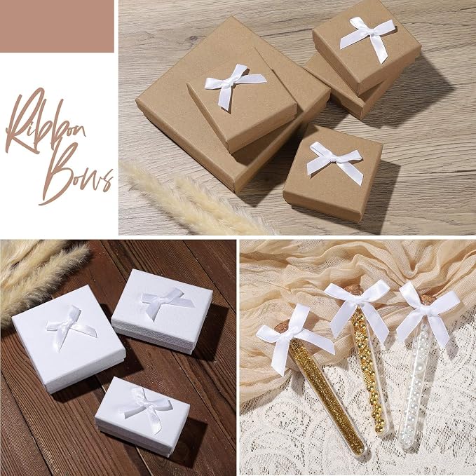 YGDZ 50 PCS Mini White Bows, Small Stain Ribbon White Bow - Image 5