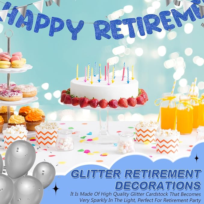 Fulmoon Pre Strung Happy Retirement Banner Glitter Retirement Sign Funny - Image 7
