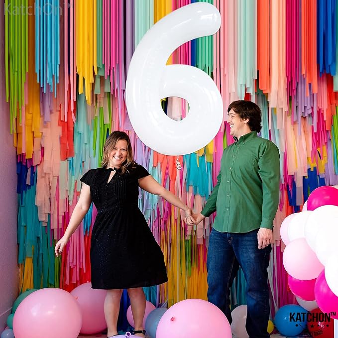 KatchOn White Number 6 Balloon 40 Inch | 6th Birthday balloon - Image 7