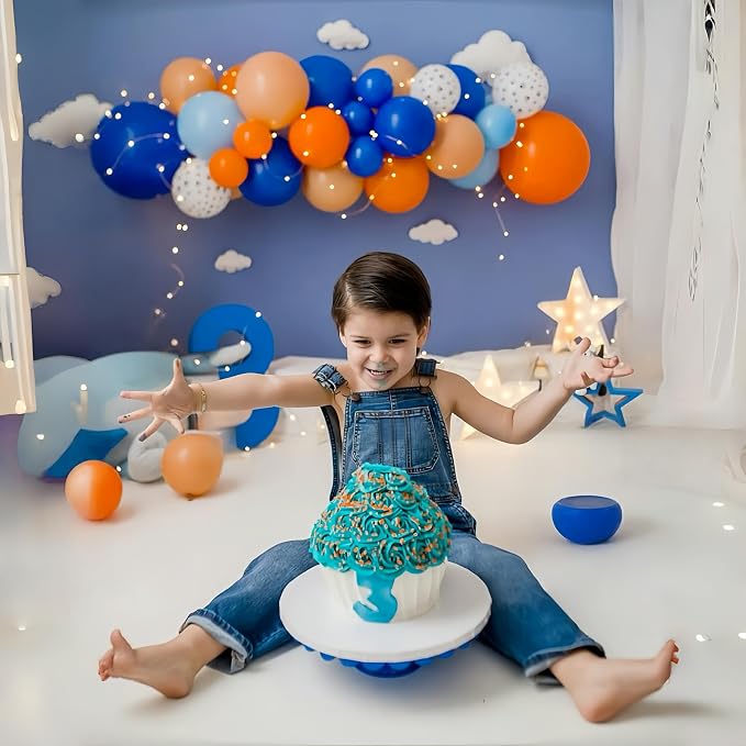 Blue and Orange Balloon Garland Arch Kit, Klein Navy Light Blue Teal Orange - Image 4