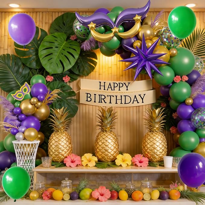 Purple Green Balloon Garland Arch Kit - Image 3