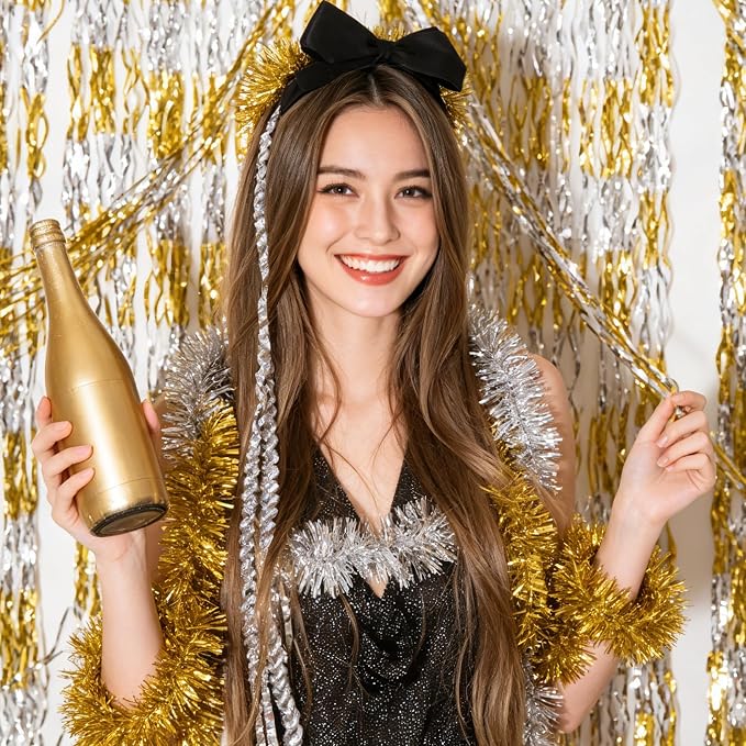 GOER Metallic Tinsel Foil Fringe Curtains Party Photo Backdrop Party Streamers - Image 2