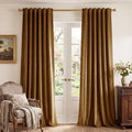 Gold Brown Velvet Curtains for Living Room Boho, 2 Panels | 300GSM Soft Velvet by StangH