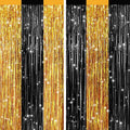 2Pack Black Gold Metallic Tinsel Foil Fringe Curtains, Door Streamers Photo by GCBPartyDecorations
