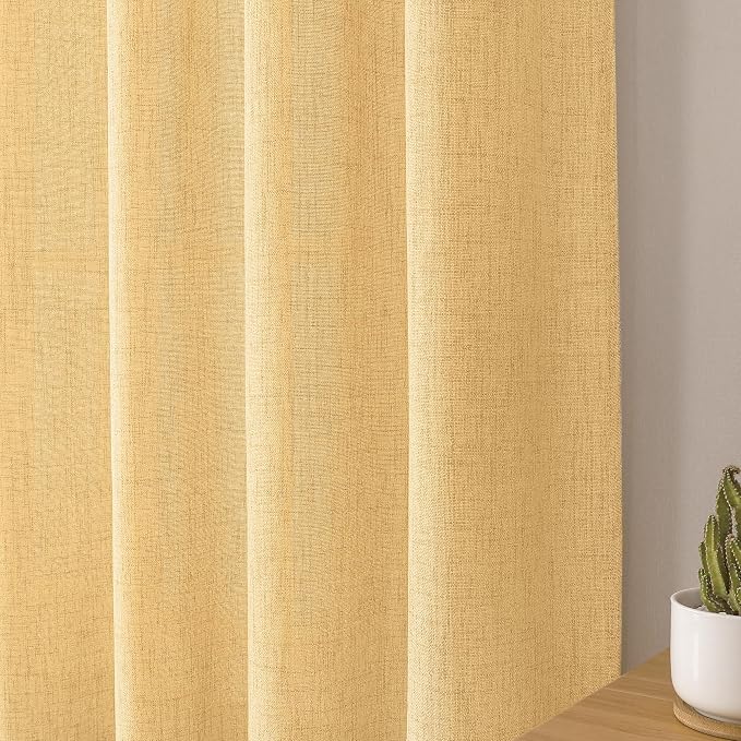 Tollpiz Linen Tier Curtain Rod Pocket Semi Sheer Half Kitchen Curtains Burlap - Image 8