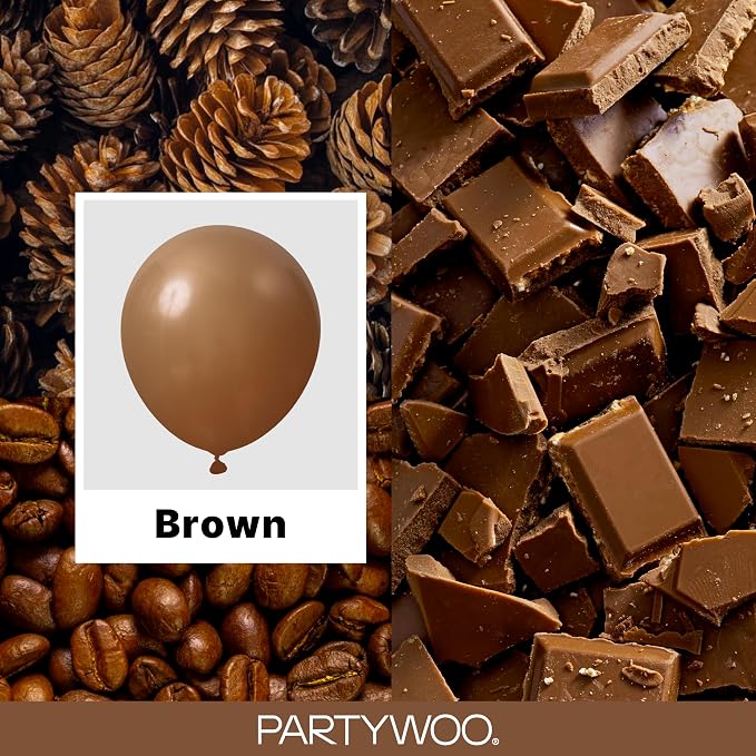 PartyWoo Brown Balloons 152pcs Different Sizes of 18 12 10 5 Inch Boho Neutral - Image 2