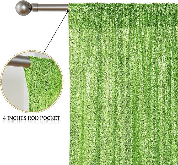 Sugargirl Apple Green Sequin Backdrop Curtain 6 Panels 2FTx8FT Glitter Apple - Image 4