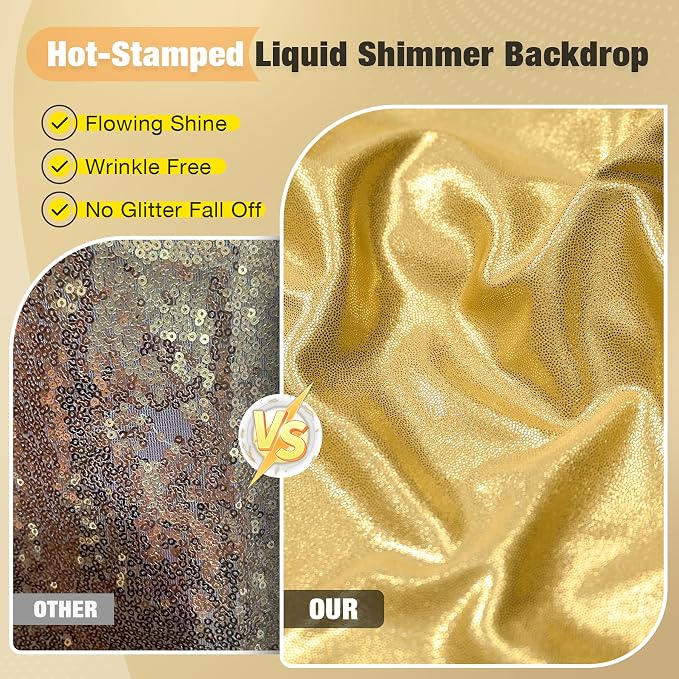 10x10FT Gold Sequin Backdrop Curtain - Image 2