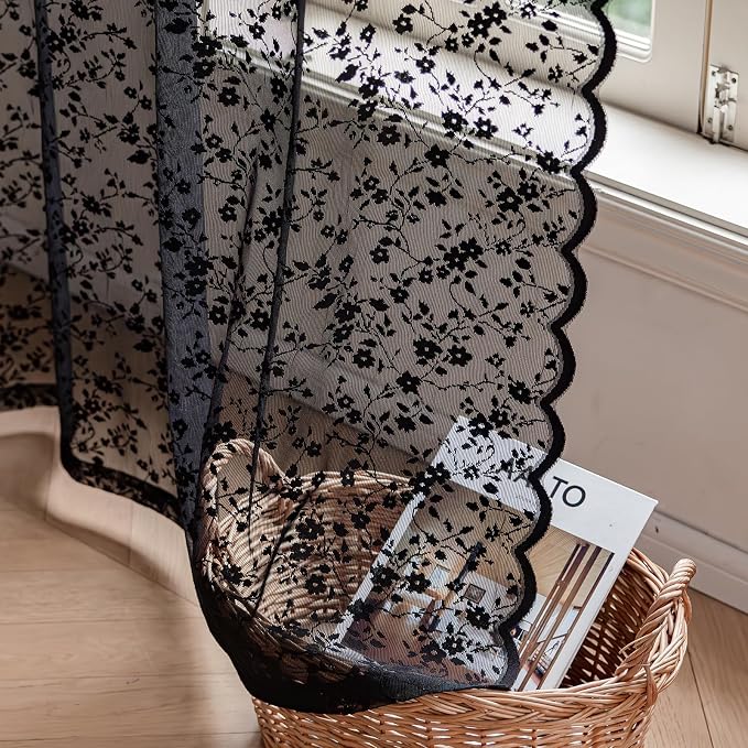 Anmao Vintage Lace Sheer Curtains 54 Inches Long - Image 8